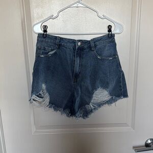 Sincerely Jules Distressed Dark Blue Denim Jean Shorts